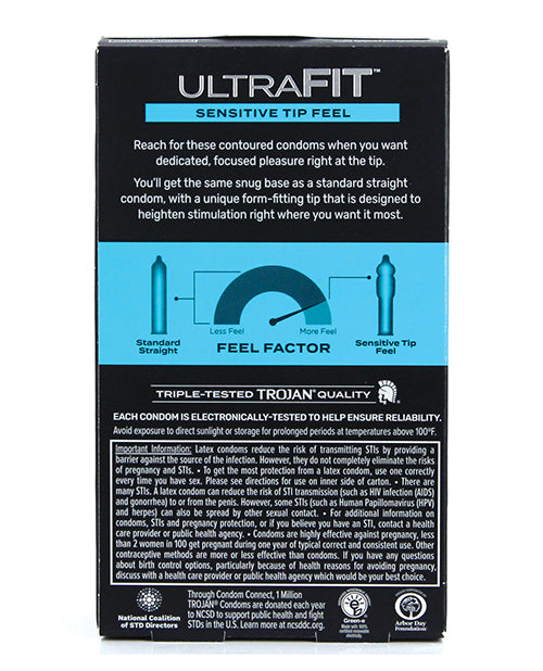 Trojan Ultrafit Sensitive Tip Feel Condom - Pack Of 10